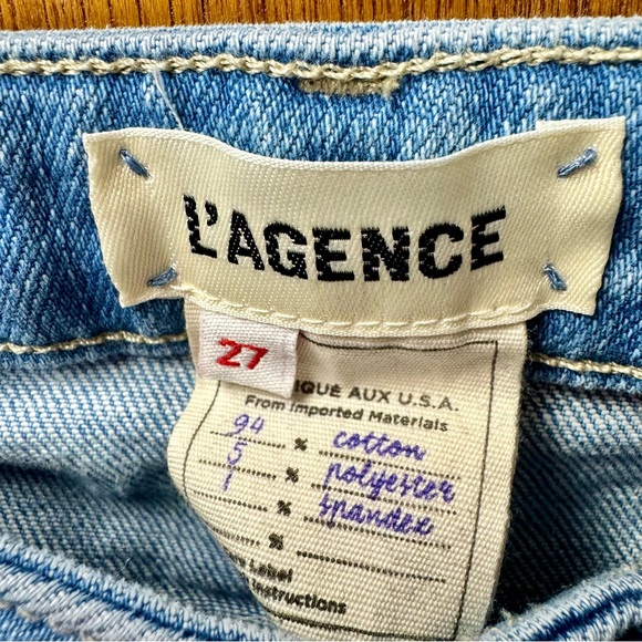 L'AGENCE Bell High Rise Flare Denim Jeans Ashford Wash Light Blue 27 - Picture 8 of 16